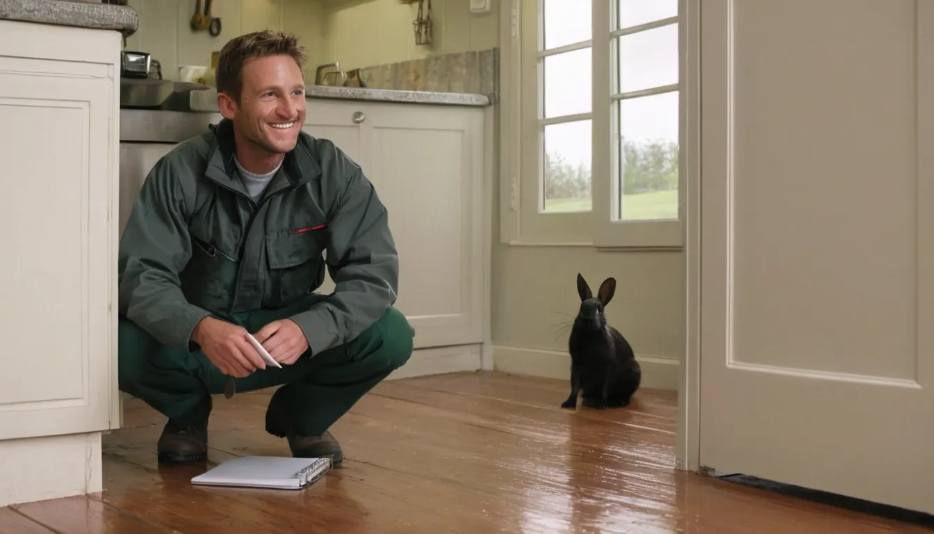 A friendly pest control provider showing a homeowner where to seal a gap near a door in a Vancouver home